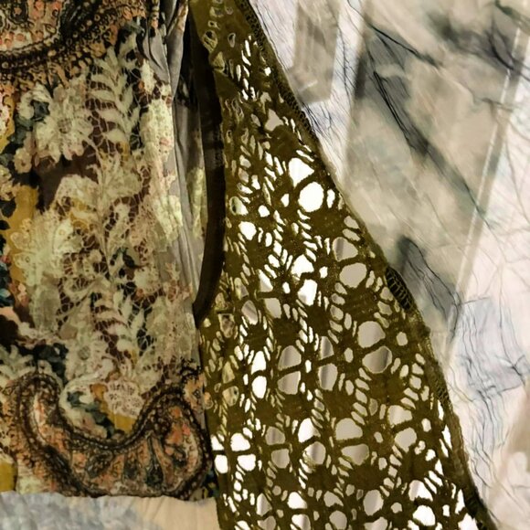 Elysee 26 Artsy Layered Top Scarf Boho Crochet Accents Long Sleeve S - Picture 3 of 5